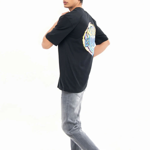 Service OEM, vente en gros, t-shirts pour hommes en coton 100% respirant, à séchage rapide, à col rond, à manches courtes, de couleur unie, surdimensionnés, avec logo personnalisé - Product Image 2