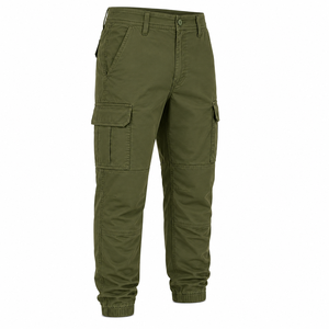 Pantalon cargo homme personnalisé, coupe jogger, avec revers élastiques et poches latérales à rabat, couleur unie - Product Image 3