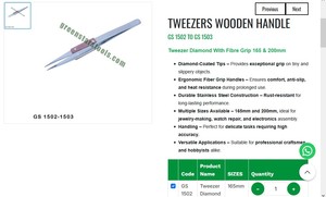 Pince à épiler à pointe diamantée avec manche en bois 165 mm 200 mm – Outils de précision pour bijoux, ensemble d'outils à main avec poignée en fibre | Numéro d'article GS-1502 - Product Image 3