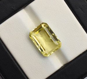 Piedra Preciosa de Cuarzo Limón Natural, Cuarzo Limón Amarillo 14X10 mm, Corte Esmeralda, para Joyería, 7.60 Quilates, Piedra Preciosa Suelta para Joyería - Product Image 1