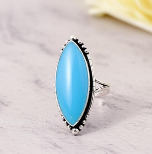 Anillo de Plata de Ley 925 con Calcedonia Azul, Piedra Preciosa Natural, Joyería Bohemia Hecha a Mano, Regalo para Mujer - Product Image 6
