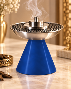 Quemador de incienso de resina de lujo con cono, cuenco árabe de acero inoxidable y soporte moderno para incienso Oud - Product Image 2