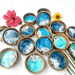 Bol en bois époxy classique, petit et écologique, au design personnalisé, pour service de charcuterie, sauces, présentation de bijoux et bibelots lors de fêtes - Product Image 4
