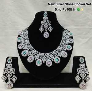 Traditional Ethnic Alloy Silver Plated Coral Flower Design High Quality Choker <b>Set</b> Earrings Necklace Women's Wedding Party Gift - Product Image 1