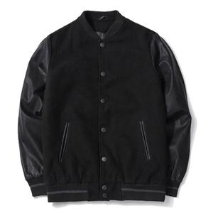 แจ็คเก็ต Letterman Varsity คุณภาพดีที่สุด แขนทำจากผ้าขนสัตว์ ปักโลโก้ได้ตามต้องการ มีไซส์ใหญ่ ขนแกะ สำหรับฤดูหนาว ถักทอแบบเรขาคณิต คอตั้ง - Product Image 2