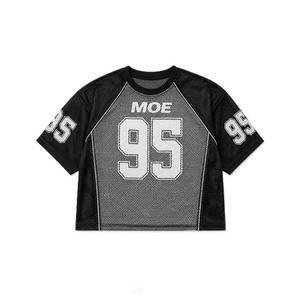 Customized See Through Summer Breathable Sheer Mesh Panel American Football Jersey Custom Logo <b>Tshirt</b> Streetwear 100% <b>Polyester</b> - Product Image 3