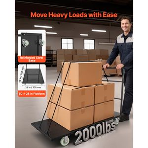 Carrello Industriale in Acciaio con Piattaforma, Capacità 900 kg, Ruote Girevoli, Carrello a Spinta Manuale - Product Image 5