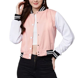 Veste universitaire pour femme en coton tissé imprimé personnalisé avec broderie chenille, manches en daim de vache, taille XL, imperméable, collection automne - Product Image 1