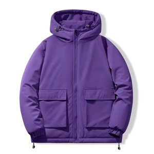 High Quality Men's Quilted Hooded Puffer Jacket Men's Fashion Hooded Winter Zip-Up Jacket Men's <b>Warm</b> Hooded Utility Jacket - Product Image 4