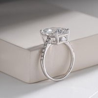 Anillo de Compromiso de Lujo para Mujer, con Diamante Cultivado en Laboratorio, Chapado en Oro, Corte Radiante, Certificado IGI, Alta Demanda