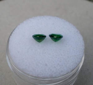 Matching Pair 5 mm <b>Green</b> Trillion Chrome Diopside in AAA Grade - Product Image 4