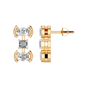 Pendientes de barra vertical de diamantes naturales para mujer, oro de 14K/18k con corte ovalado y Princesa, oro sólido, joyería fina certificada IGI - Product Image 1