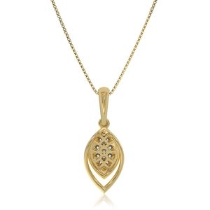 Collier pendentif en or jaune avec diamant taille marquise, chaîne maille forçat, style classique pour femme - Product Image 3