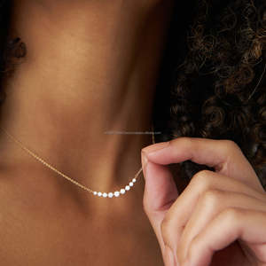 0.50 Ct Round Cut Lab Grown Diamond Curved Necklace 14k Yellow Gold Luxury Anchor Chain 18 Inch Jewelry <b>Gift</b> Women Party - Product Image 4