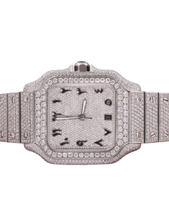 Montre en acier inoxydable Moissanite de qualité supérieure, usage quotidien intensif, cadran arabe, prête à être expédiée, montres à quartz unisexes - Product Image 1