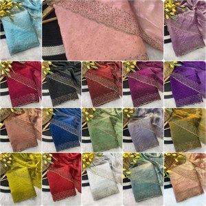 Sari en soie spatial avec broderie Jarkan sur toute la surface et broderie continue, collection ethnique haut de gamme pour mariage et soirée - Product Image 4