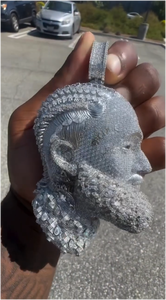 CONCEPTION Hip Hop <b>Men</b> Head Pendant 925 <b>Silver</b> 18K Gold Plated Chain <b>Necklace</b> High Quality Moissanite Stone Party Jewelry - Product Image 3