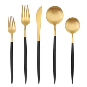 Juego de cubiertos de acero inoxidable con acabado satinado, nuevo, para cocina, cuchillos, cucharas, tenedores, latón pulido satinado - Product Image 1
