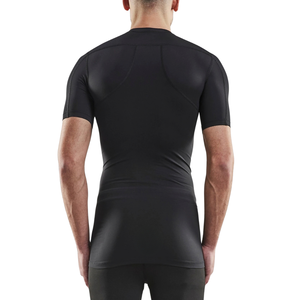 Camiseta de Compresión Negra Personalizada para Hombre, Manga Corta, Cuello Redondo, Ajustada, para Gimnasio, Entrenamiento, Deporte, Ropa Deportiva, Capa Base - Product Image 2