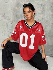 Jersey de Fútbol Americano Personalizado con Logotipo, Color Azul Marino y Rojo, Tela de Malla Transpirable, Estilo Holgado, Uniforme de Entrenamiento y Juego para Hombre - Product Image 2