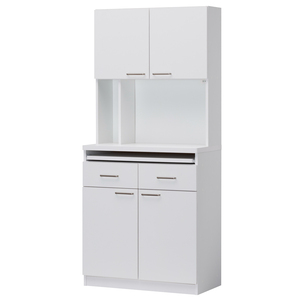 Modern <b>White</b> Living Room <b>Cabinet</b> Flat Panel Door 4 Drawers 0 Shelves Lockable Wood <b>Storage</b> Minimalist Design Home Furniture - Product Image 1