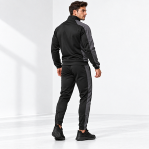 Training Session Men's Warm <b>Up</b> Tracksuit OEM ODM Polyester Interlock <b>Zip</b> Pockets Custom Activewear Factory - Product Image 3