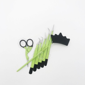 ที่ต่อขนตากรรไกรเคลือบผงสีดำสีเขียวนกแก้วสีเขียว - Product Image 6