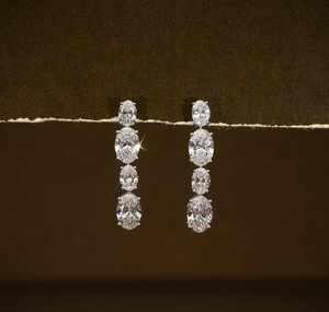 Pendientes de lujo de plata 925 con diamantes de laboratorio para mujer, corte brillante, color E, VVS1 - Product Image 1