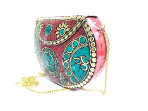 Firoja luxe artisanat indien femmes sacs à main mosaïque travail pierre soirée métal pochette concepteur enveloppe fronde épaule mariages - Product Image 3
