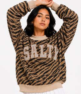 Sudadera Oversize de Algodón con Cuello Alto para Mujer OEM, Aplique de Letras a Cuadros Personalizado, Proveedor Mayorista - Product Image 5