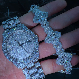 Reloj Totalmente Cubierto de Diamantes VVS Moissanite Plateado, Tendencia, Superventas, Estilo Hip Hop, Lujoso, Premium - Product Image 1