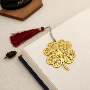 Marque-pages en métal personnalisés plaqués or, motif végétal vert imprimé sérigraphié, cadeaux écologiques promotionnels - Product Image 2