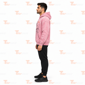 Sudadera con capucha para hombre con diseño de rostro humano, estilo acid wash, de algodón lavado premium, con forro polar, manga larga. - Product Image 4