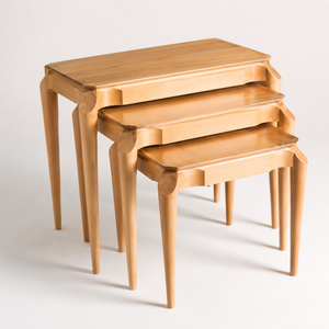 Modern Wooden Nesting Side <b>Table</b> Set of Three <b>Space</b> <b>Saving</b> Stacking Accent <b>Tables</b> for Living Room Bedroom Decor - Product Image 4
