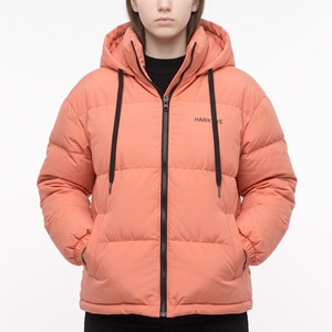 Chaqueta Acolchada con Capucha para Mujer Hawkeye, Abrigo de Invierno Naranja con Cierre Frontal y Diseño de Logotipo - Product Image 1