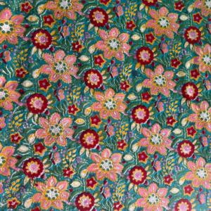 Tissu en coton tricoté Jaal floral multicolore de qualité supérieure, imprimé ethnique indien Jaipur, tissu en rouleau en gros, léger, style bohème pour filles - Product Image 2