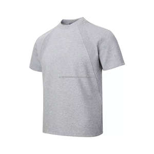 Camiseta de Cuello Redondo Pequeño para Hombre, de Alta Calidad, 280G, de Algodón y Elastano, con Tejido de Capa de Aire, Talla Grande, Estilo Casual, Lisa - Product Image 2