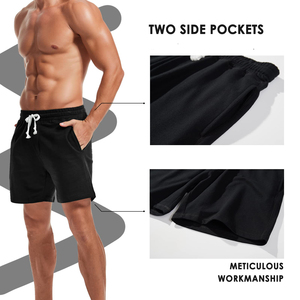 Shorts unisexes en molleton français style unique, broderie personnalisée, taille élastique, vêtements de jogging pour hommes. - Product Image 4