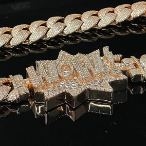Bracelet croix en moissanite taille brillant ronde AMBER JEWELS, sertissage griffe, argent 925 plaqué or, style hip-hop, luxe, unisexe, pour soirée - Product Image 3