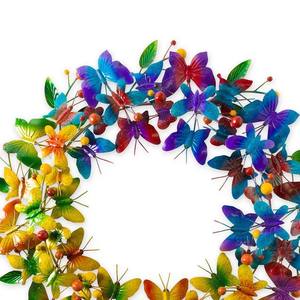 Décoration murale en métal en forme de papillon et de couronne florale, ornement suspendu en fer en forme de croissant de lune et de tournesol pour extérieur, vente en gros - Product Image 5