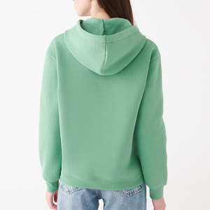 Sudadera con Capucha para Mujer, Verde Sólido, Algodón, Casual, Manga Larga, con Bolsillo Canguro, para Otoño - Product Image 3