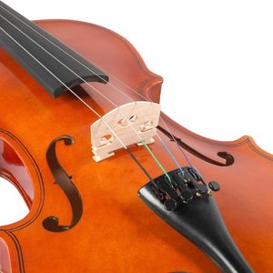 Custodia per violino acustico 4/4 con fondo e fianchi in tiglio, finitura naturale, archetto, colla, corde, accordatore e supporto per la spalla per studenti - Product Image 3