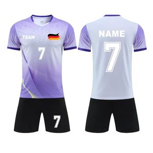 Maillots de football d'été personnalisés en gros, respirants, à séchage rapide, 100 % polyester, col en V, manches courtes, ensembles d'uniformes d'équipe - Product Image 2
