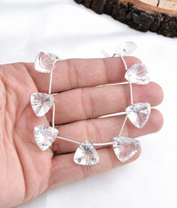 Cuentas de cristal talladas de 9 pulgadas, cuentas de piedras preciosas naturales para la elaboración de joyería fina. - Product Image 4