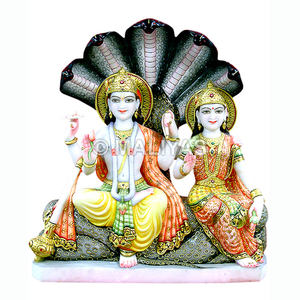 รูปปั้นพระลักษมีนารายณ์หินอ่อนหลากสีพร้อมเชชนาค |   พระพุทธรูปวิสุษณ์และพระแม่ศรีอริยมณี ทำด้วยมือจากหินอ่อน – มาลียาส - Product Image 1