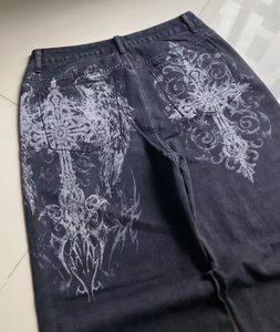 Pantalones Anchos de Moda Urbana, Estilo Casual, con Estampado Geométrico, para Mujer, Estilo Y2K, Gótico, Hip Hop, Populares - Product Image 3