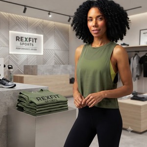 REXFITSPORTS 2026 Nouveau débardeur de sport personnalisé pour femme, sans manches, coupe ample, pour entraînement, fitness et yoga - Product Image 6