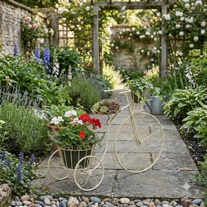 Support à plantes vintage en fer forgé, 3 niveaux, revêtement époxy, porte-pot de fleurs en métal pour décoration de jardin extérieur - Product Image 4