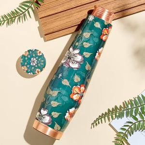Gourde en cuivre durable avec motif floral, bouteille d'eau portable pour les voyages - Product Image 4