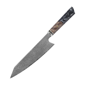 มีดเชฟเหล็กดามัสกัส พรีเมียม ตีขึ้นรูปด้วยมือ มีดครัวสำหรับหั่น ตัด ใช้ด้ามไม้ตามหลักสรีรศาสตร์ ใบมีดลายเหล็ก รับผลิตแบรนด์ส่วนตัว - Product Image 2